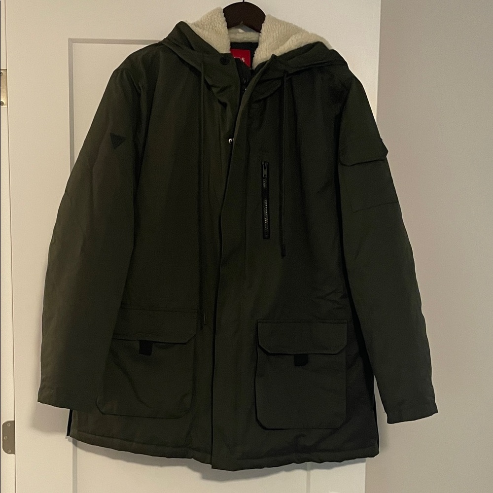 Guess Dark Green Hooded Military Jacket